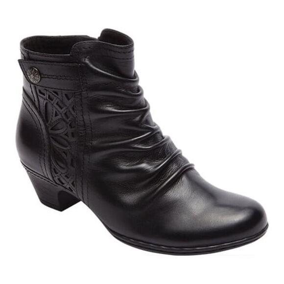 ROCKPORT Black Cobb Hill Abilene Cutout Design Ankle Boot ‎ Size 8 M - Picture 1 of 9